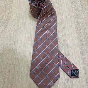 Versace Men's Pink and Gray Plaid Tie
